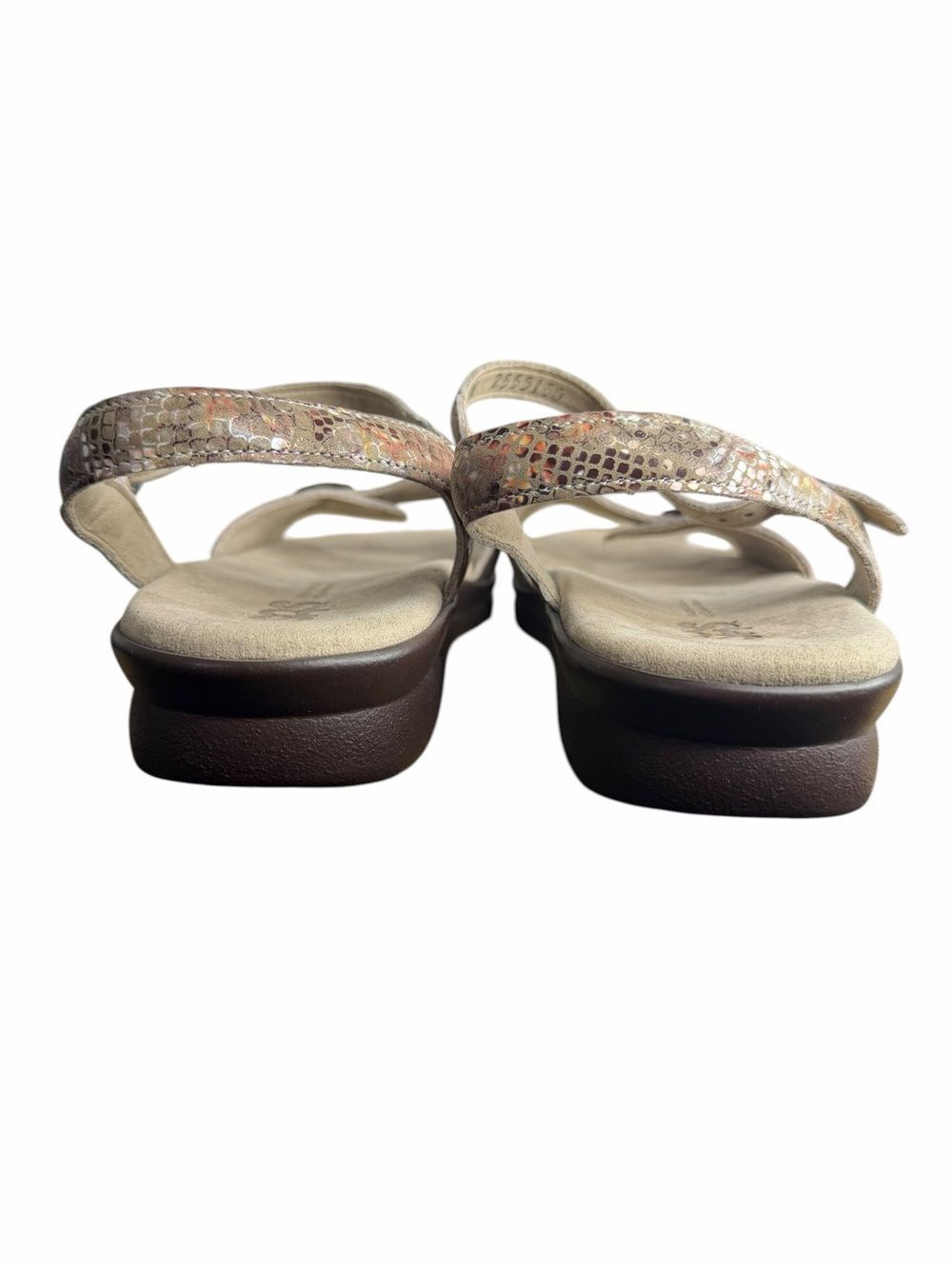 SAS Duo Quarter Strap Sandal size 8 1/2 W Wide Multisnake Taupe Comfort Shoes - Picture 2 of 7